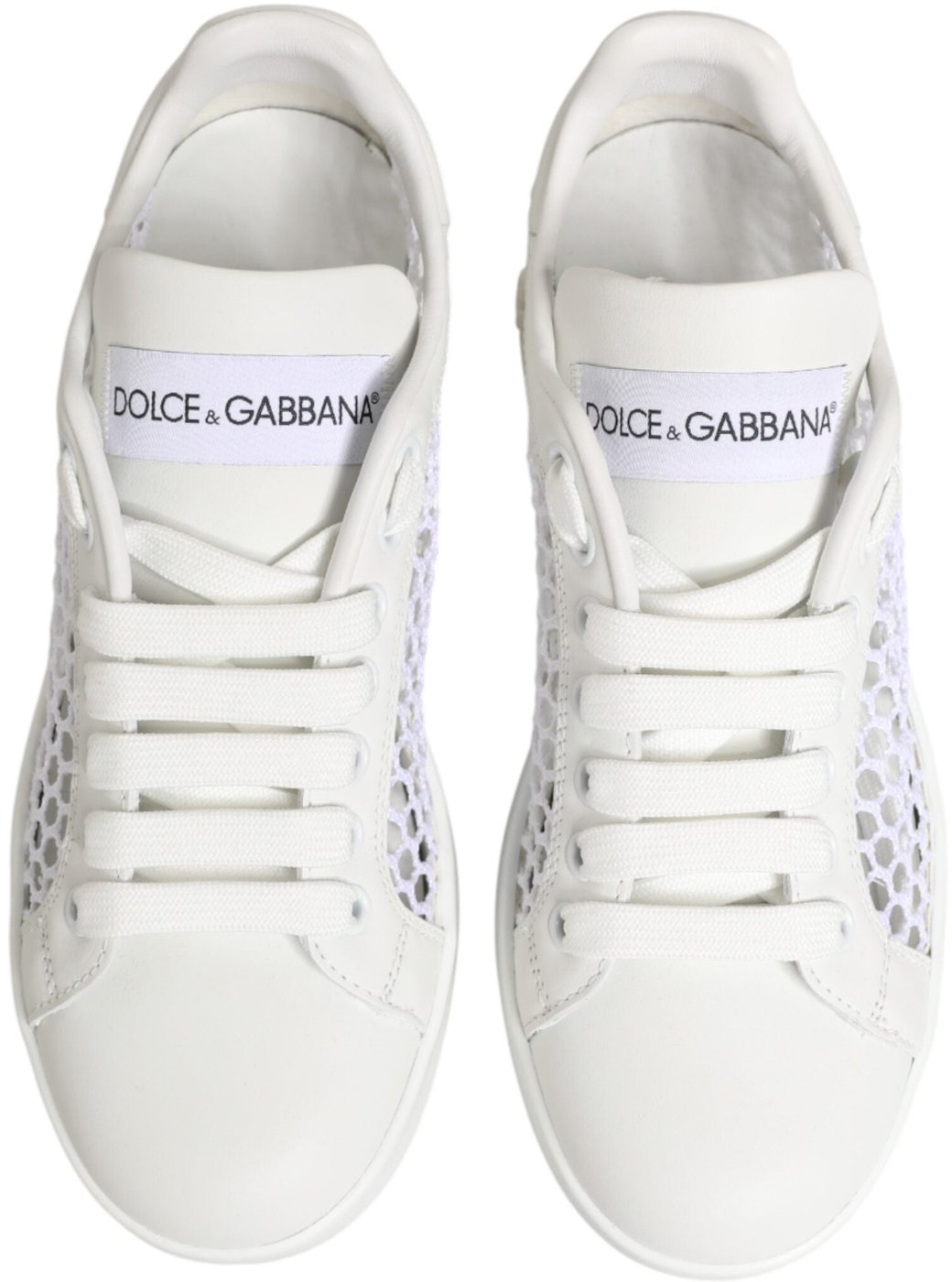 Dolce & Gabbana White Mesh Inserts Low Top Sneakers Shoes