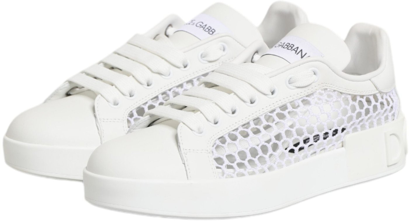Dolce & Gabbana White Mesh Inserts Low Top Sneakers Shoes