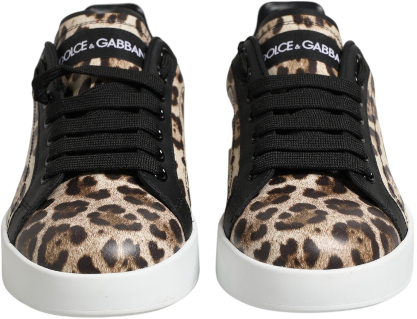 Dolce & Gabbana Brown Leather Leopard Low Top Sneakers Shoes