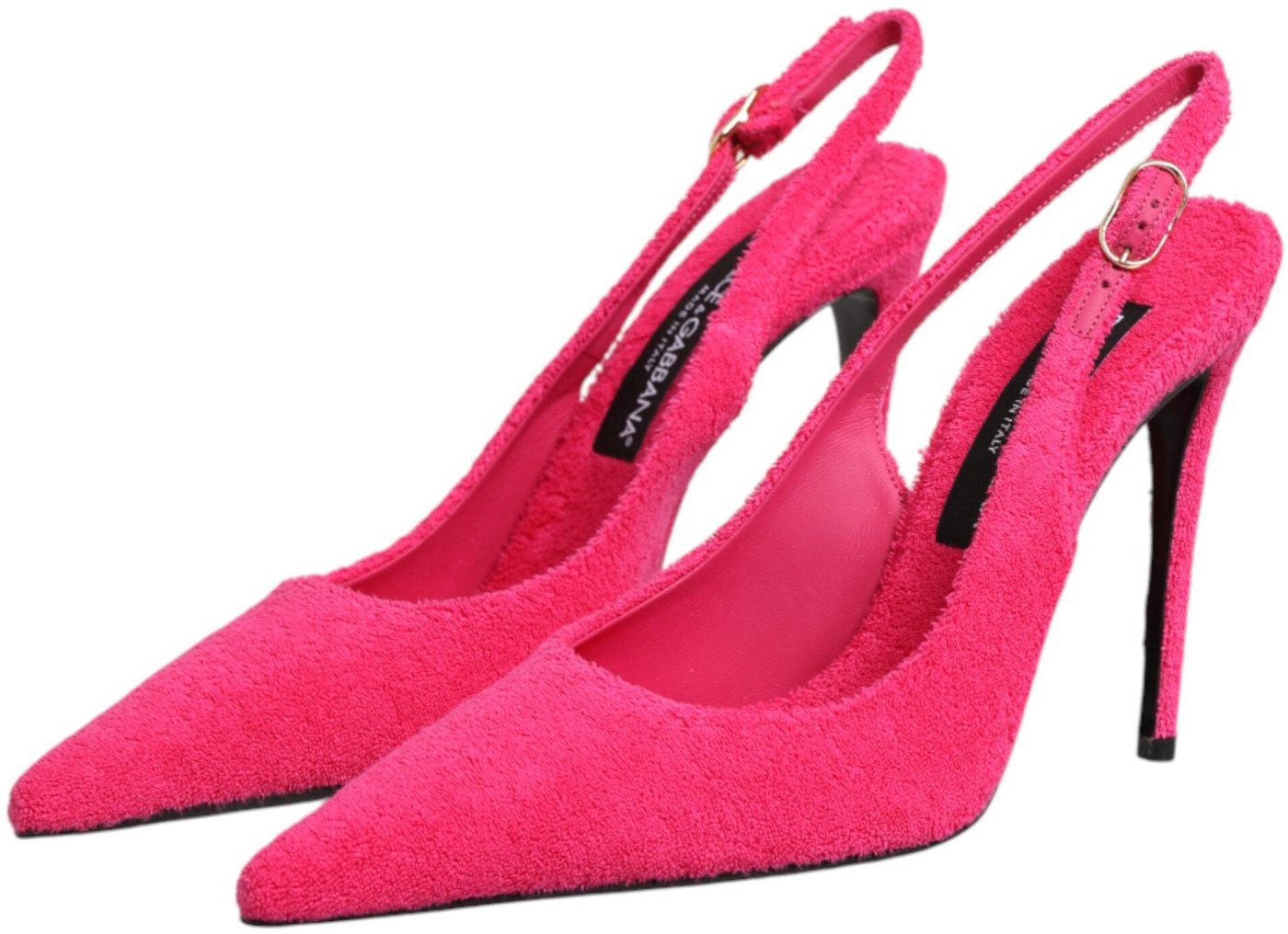 Dolce & Gabbana Pink Terry Cloth High Heels Slingback Shoes