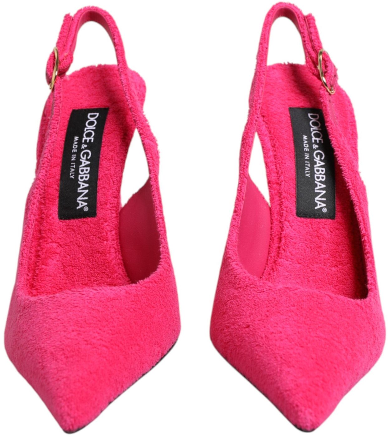 Dolce & Gabbana Pink Terry Cloth High Heels Slingback Shoes