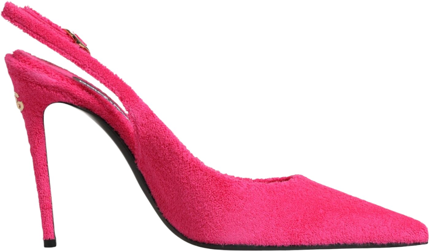Dolce & Gabbana Pink Terry Cloth High Heels Slingback Shoes