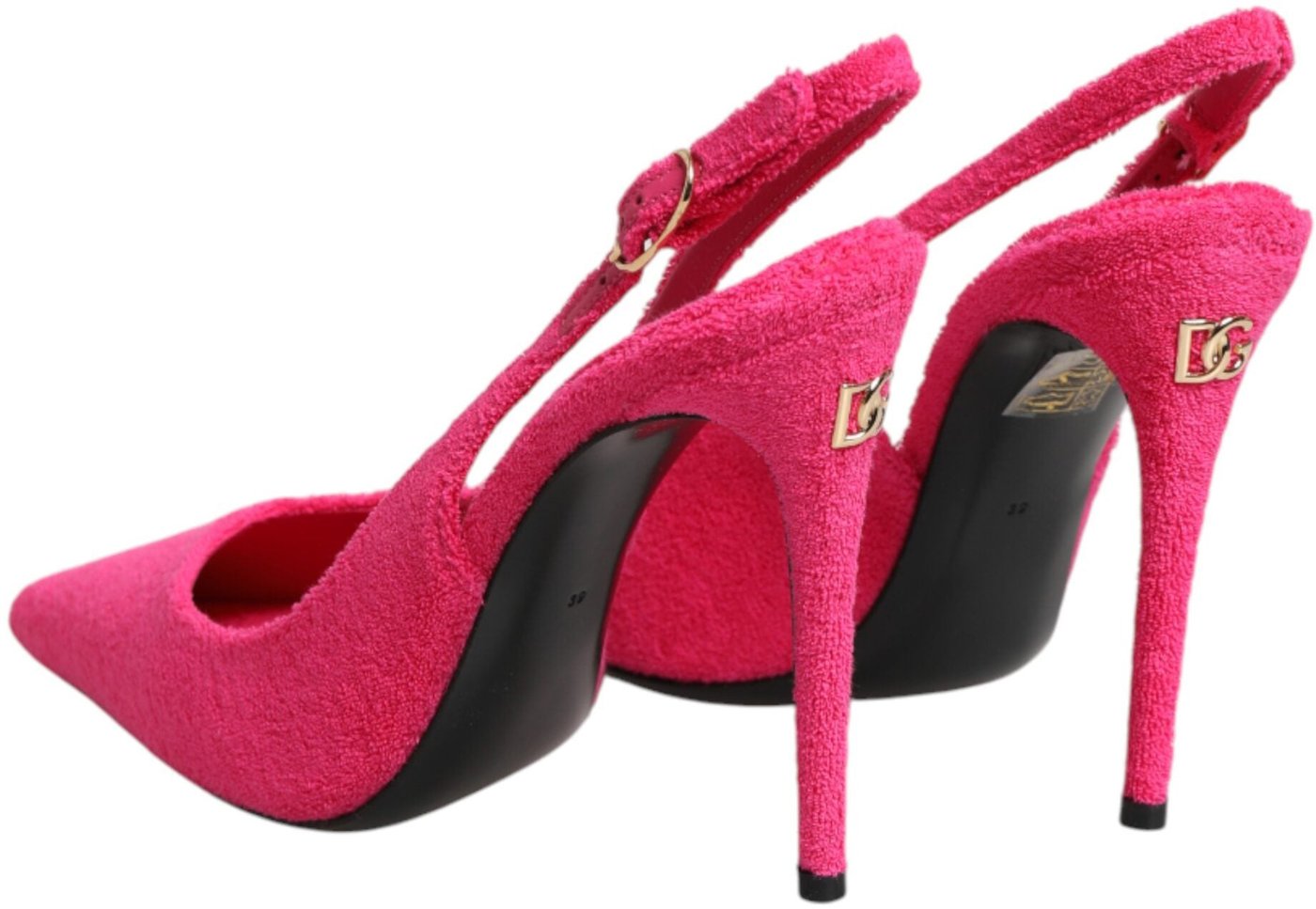Dolce & Gabbana Pink Terry Cloth High Heels Slingback Shoes