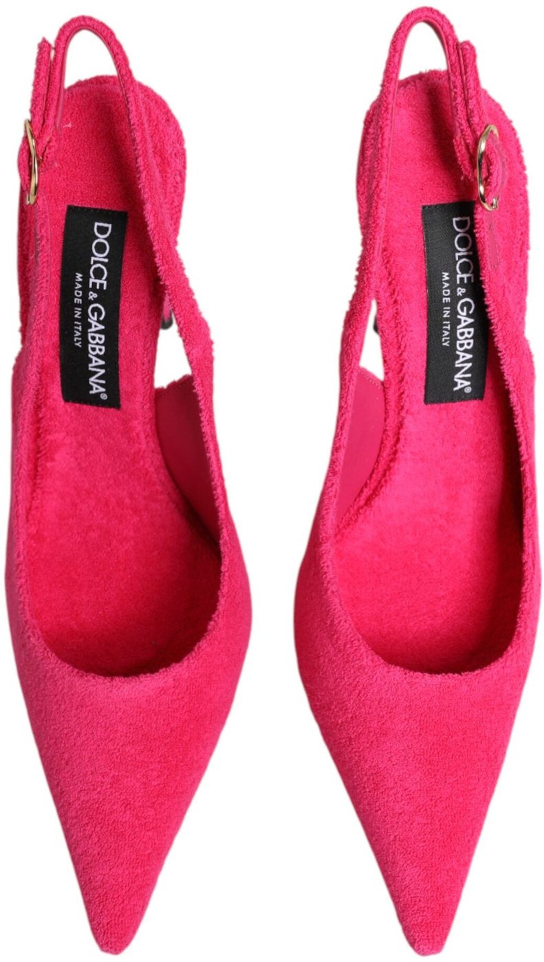 Dolce & Gabbana Pink Terry Cloth High Heels Slingback Shoes