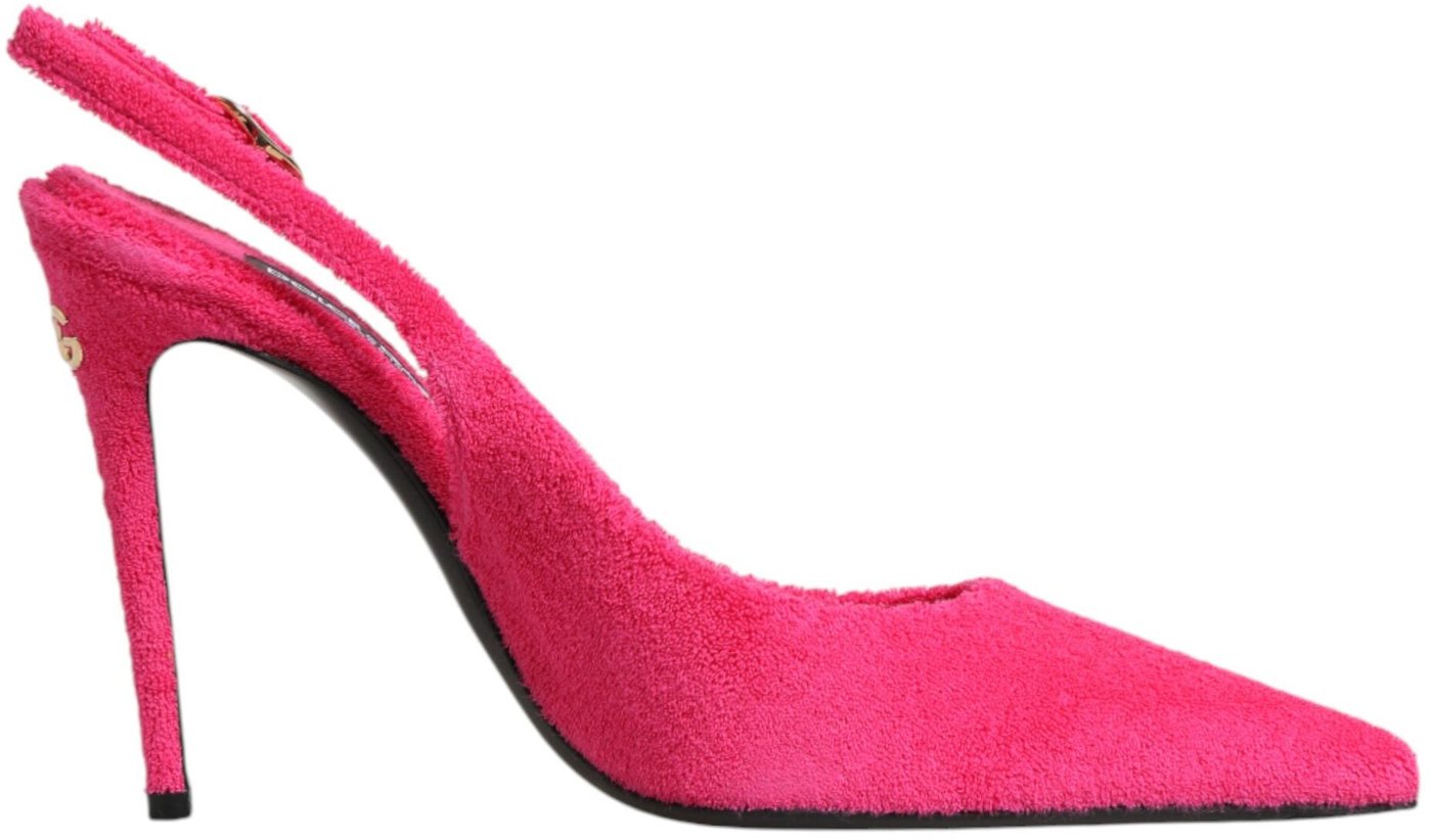 Dolce & Gabbana Pink Terry Cloth High Heels Slingback Shoes