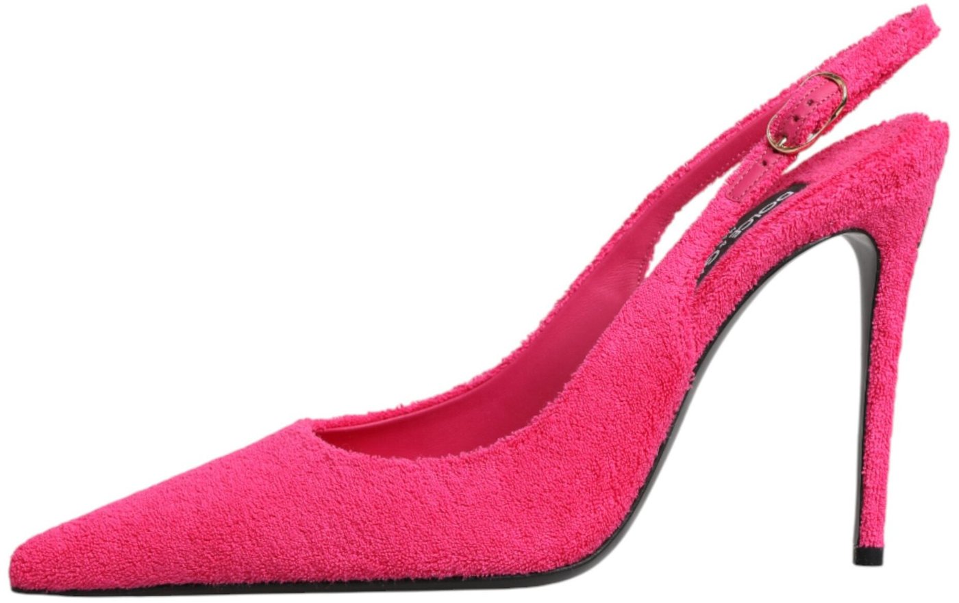 Dolce & Gabbana Pink Terry Cloth High Heels Slingback Shoes