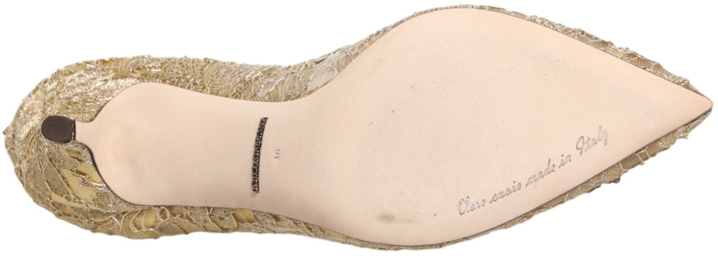 Dolce & Gabbana Gold Taormina Lace DEVOTION Pumps Shoes