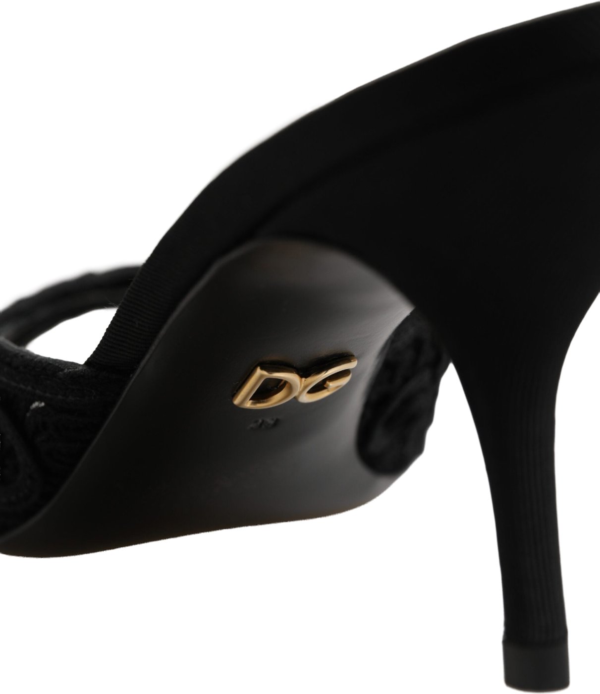 Dolce & Gabbana Black Embroidered Slip On Heels Slides Shoes