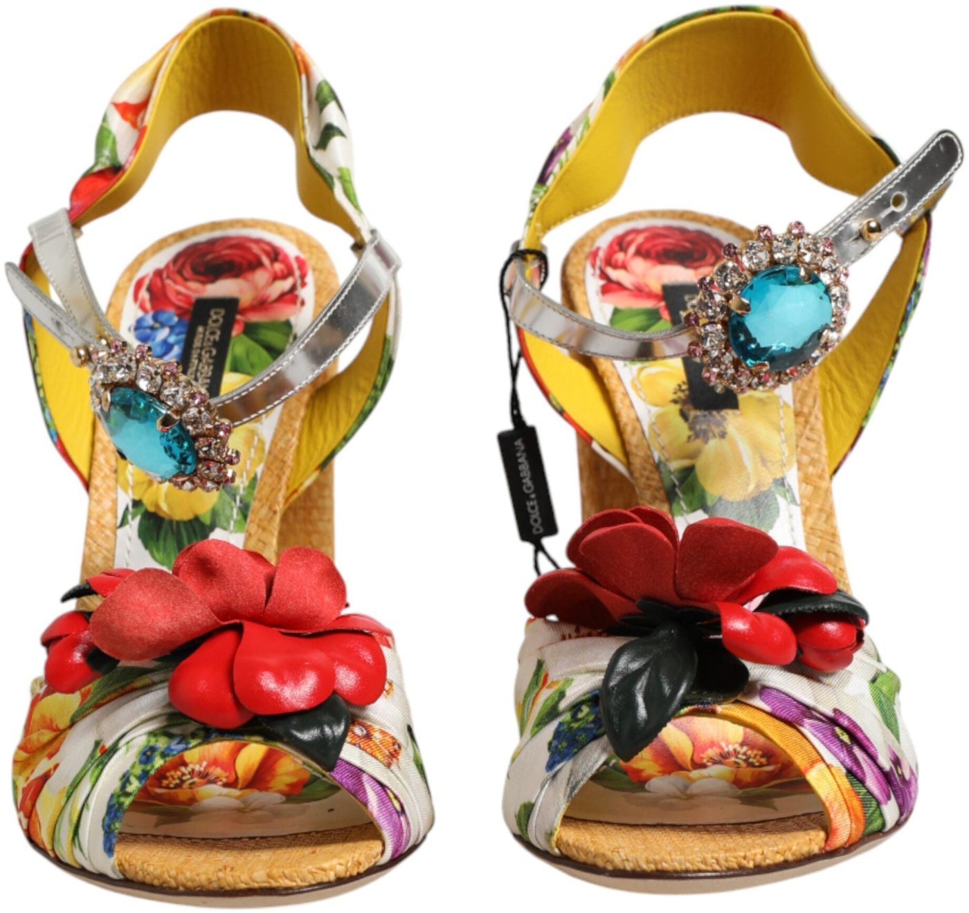 Dolce & Gabbana Multicolor Floral Crystal Embellished Sandals Shoes