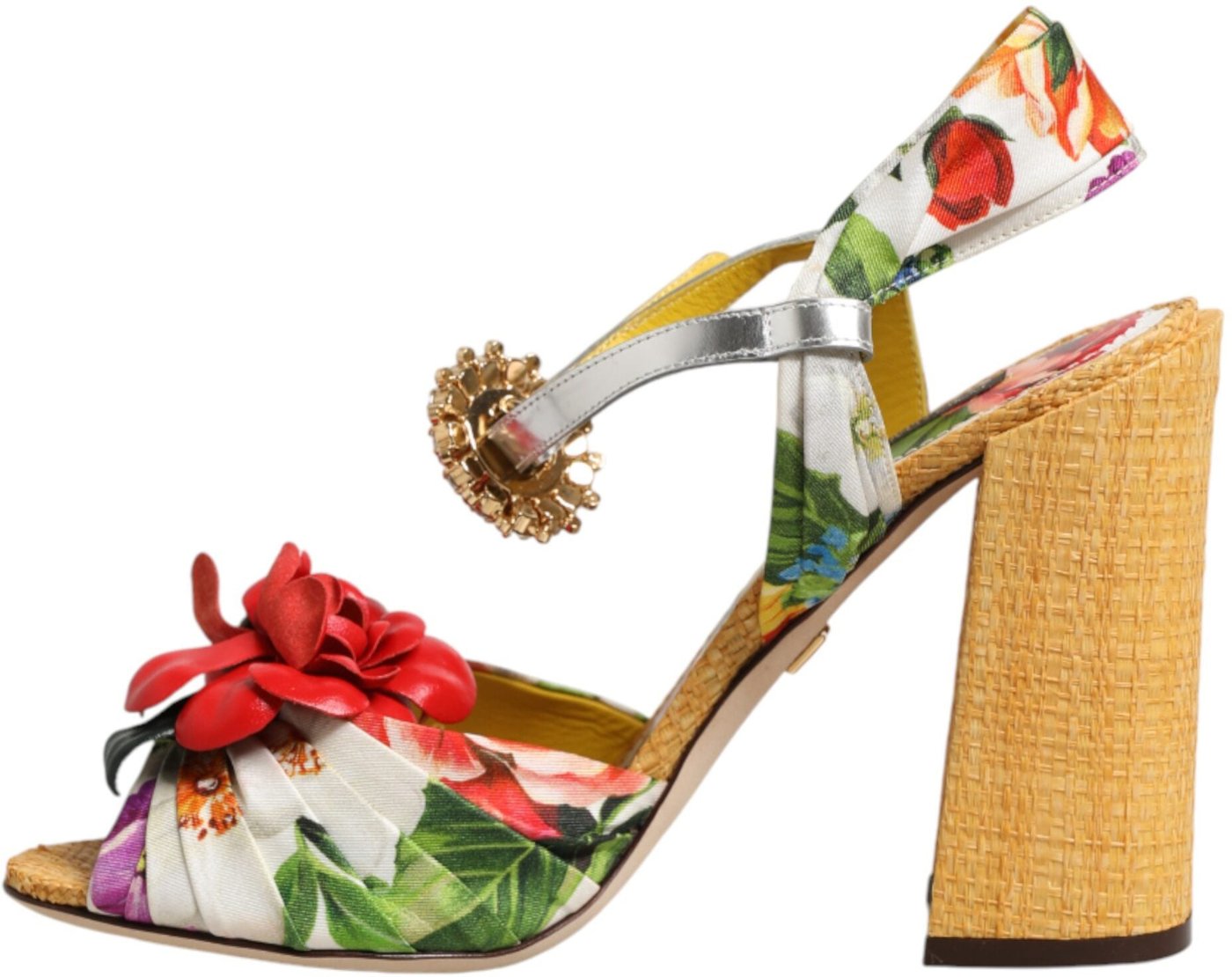 Dolce & Gabbana Multicolor Floral Crystal Embellished Sandals Shoes