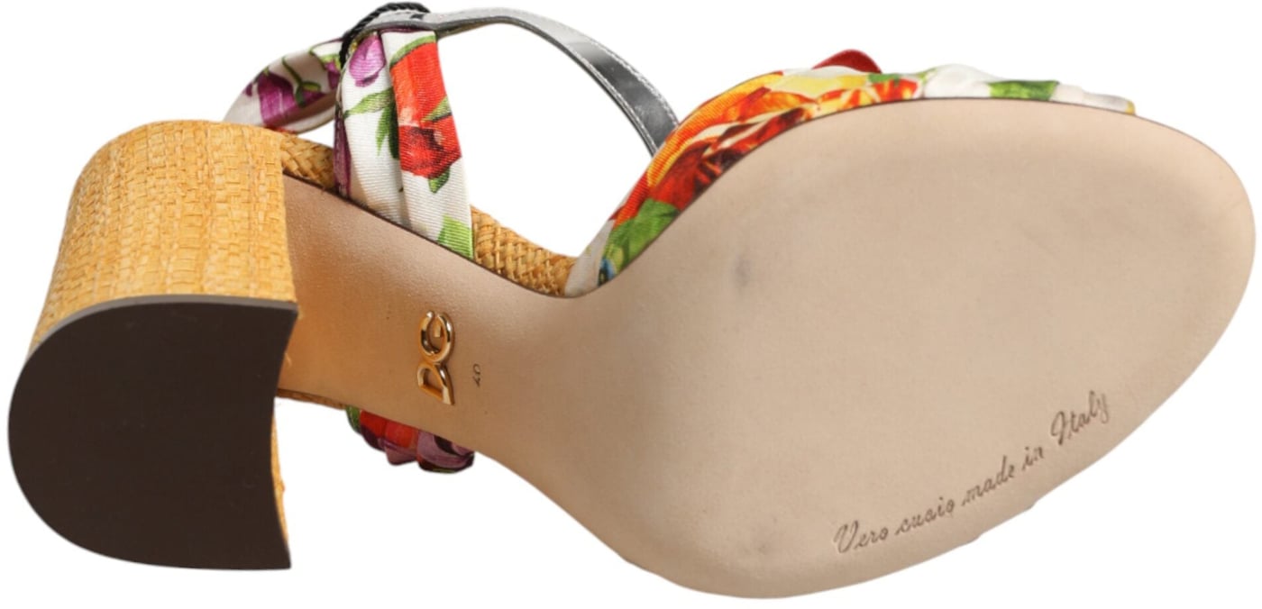 Dolce & Gabbana Multicolor Floral Crystal Embellished Sandals Shoes