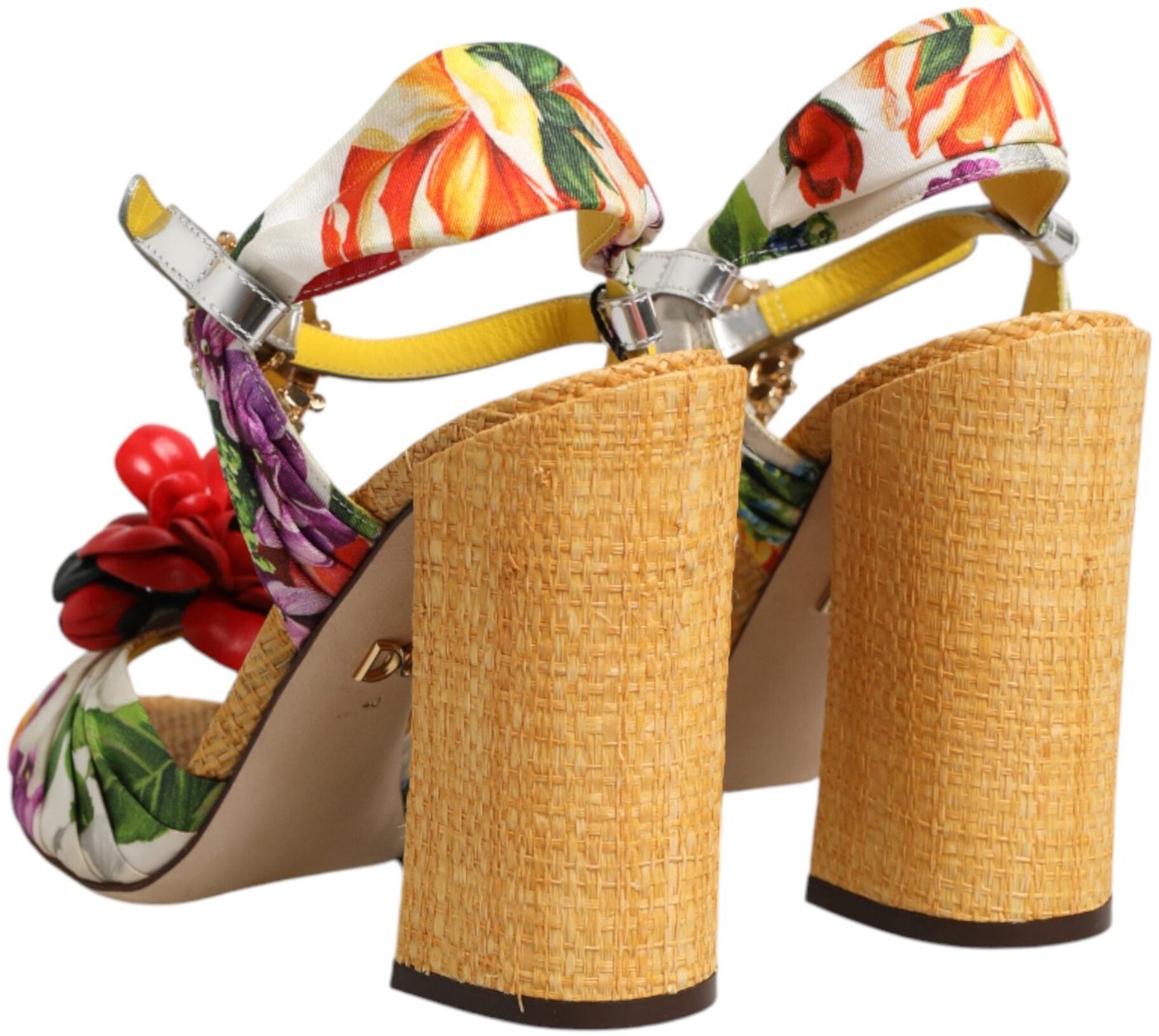 Dolce & Gabbana Multicolor Floral Crystal Embellished Sandals Shoes