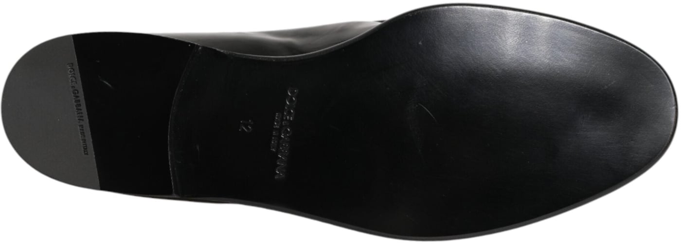 Dolce & Gabbana Black Leather Slip On Dress Men Loafers Shoes