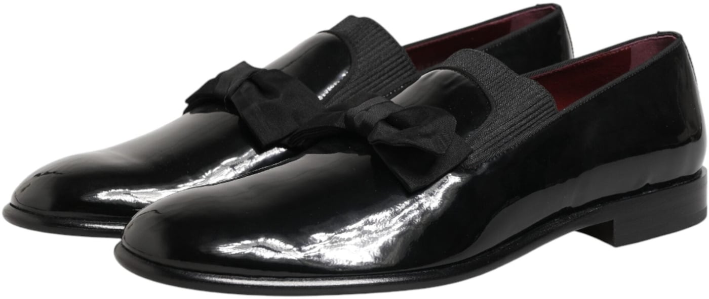 Dolce & Gabbana Black Leather Slip On Dress Men Loafers Shoes