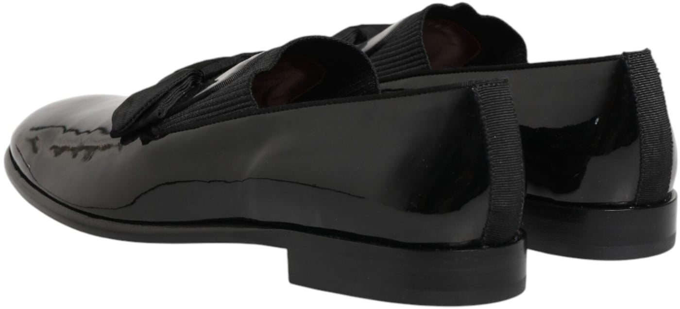Dolce & Gabbana Black Leather Slip On Dress Men Loafers Shoes