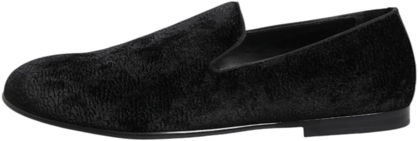 Dolce & Gabbana Black Jacquard Loafers Formal Men Dress Shoes