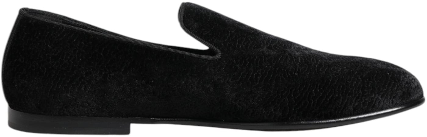 Dolce & Gabbana Black Jacquard Loafers Formal Men Dress Shoes