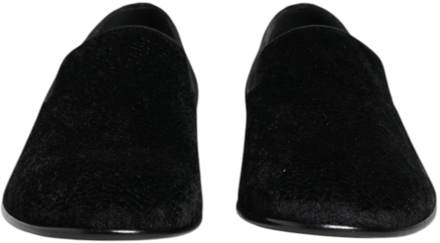 Dolce & Gabbana Black Jacquard Loafers Formal Men Dress Shoes
