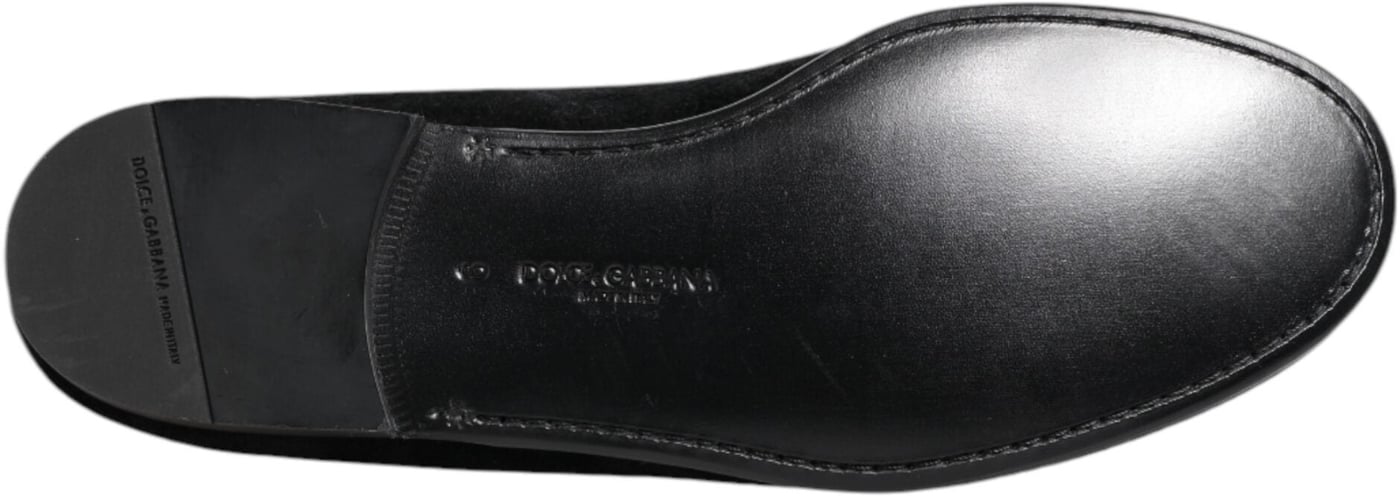 Dolce & Gabbana Black Jacquard Loafers Formal Men Dress Shoes