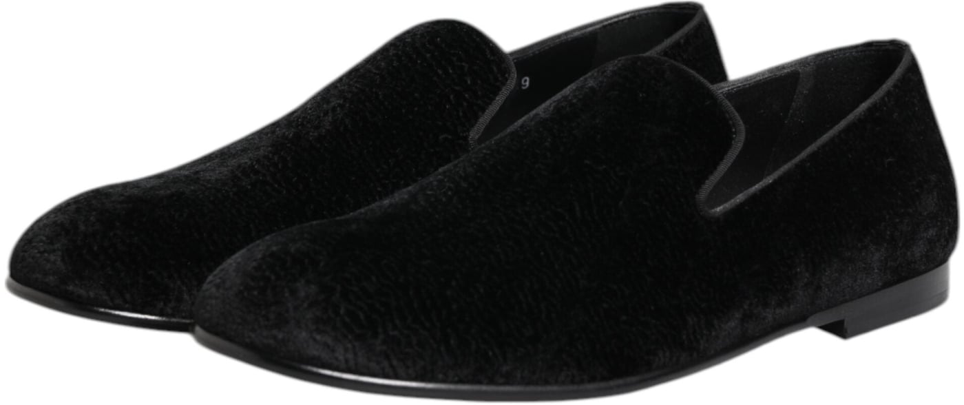 Dolce & Gabbana Black Jacquard Loafers Formal Men Dress Shoes