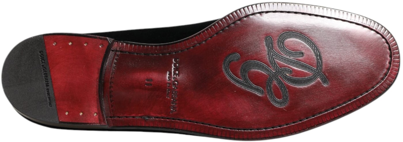 Dolce & Gabbana Black Velvet Slip On Loafers Men Formal Shoes