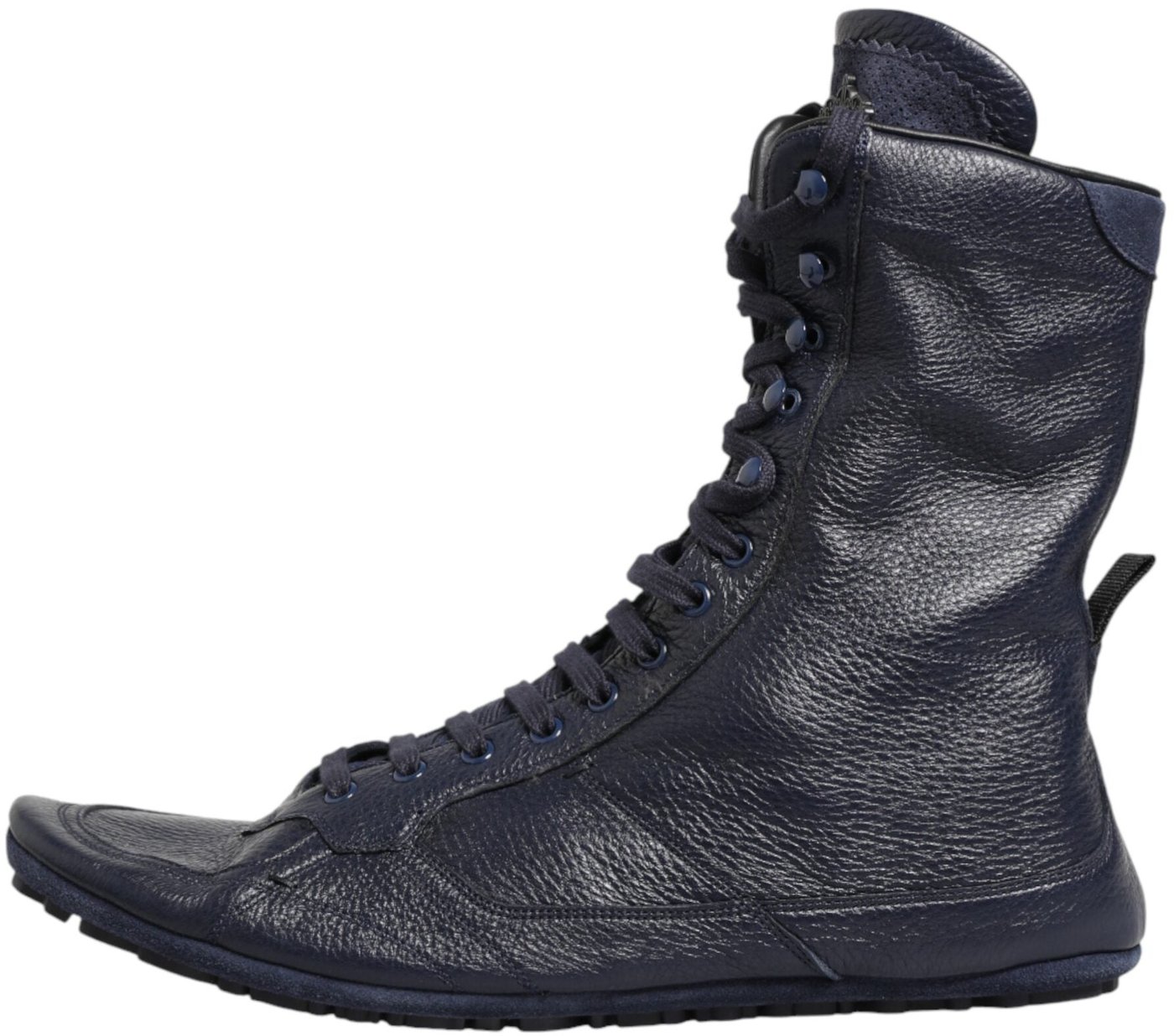 Dolce & Gabbana Dark Blue Deer Leather Mid Calf Boots Shoes