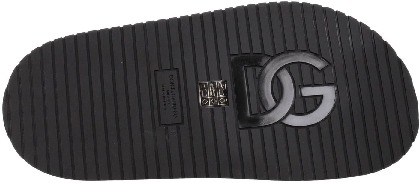 Dolce & Gabbana Black Leather Slippers