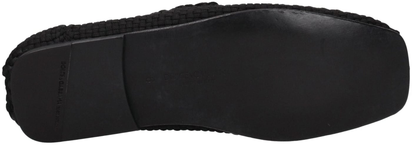 Dolce & Gabbana Black Fabric Slip-On Loafers