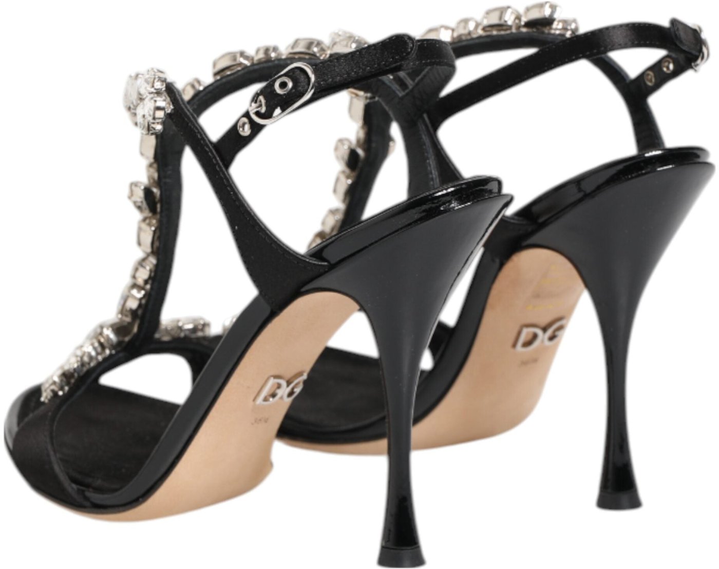 Dolce & Gabbana Black Keira Crystals Heels Sandals Shoes