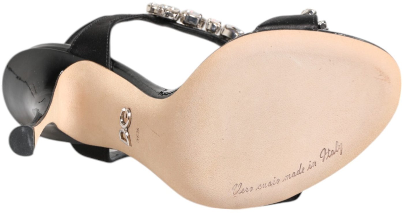 Dolce & Gabbana Black Keira Crystals Heels Sandals Shoes
