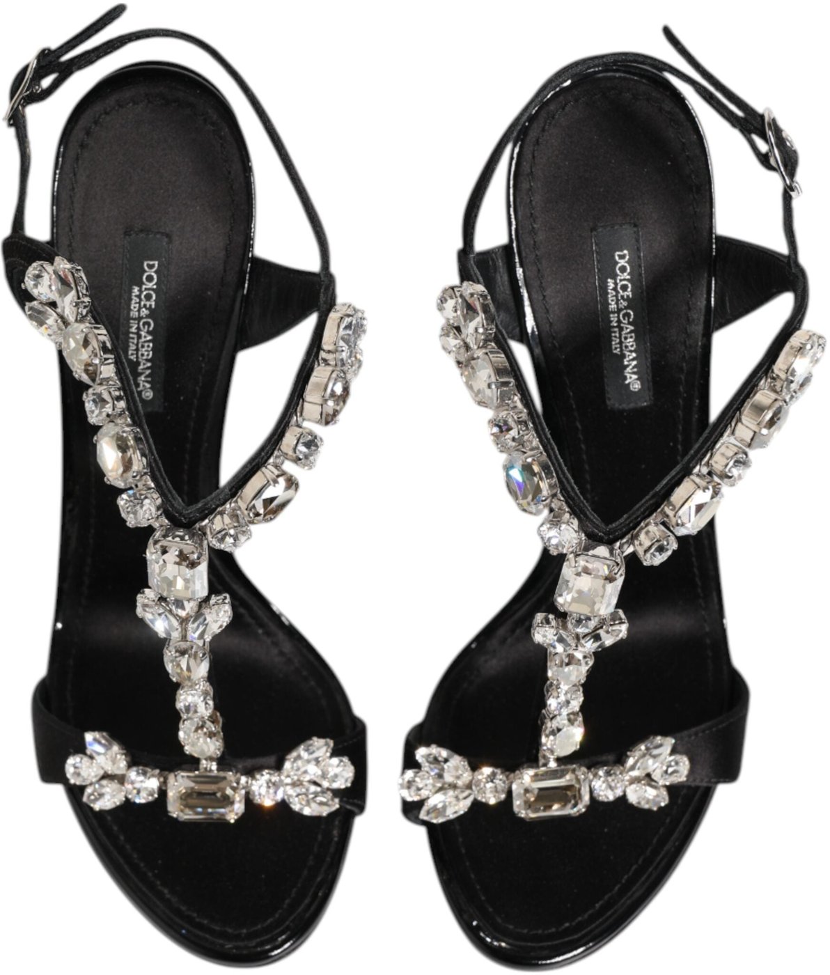 Dolce & Gabbana Black Keira Crystals Heels Sandals Shoes