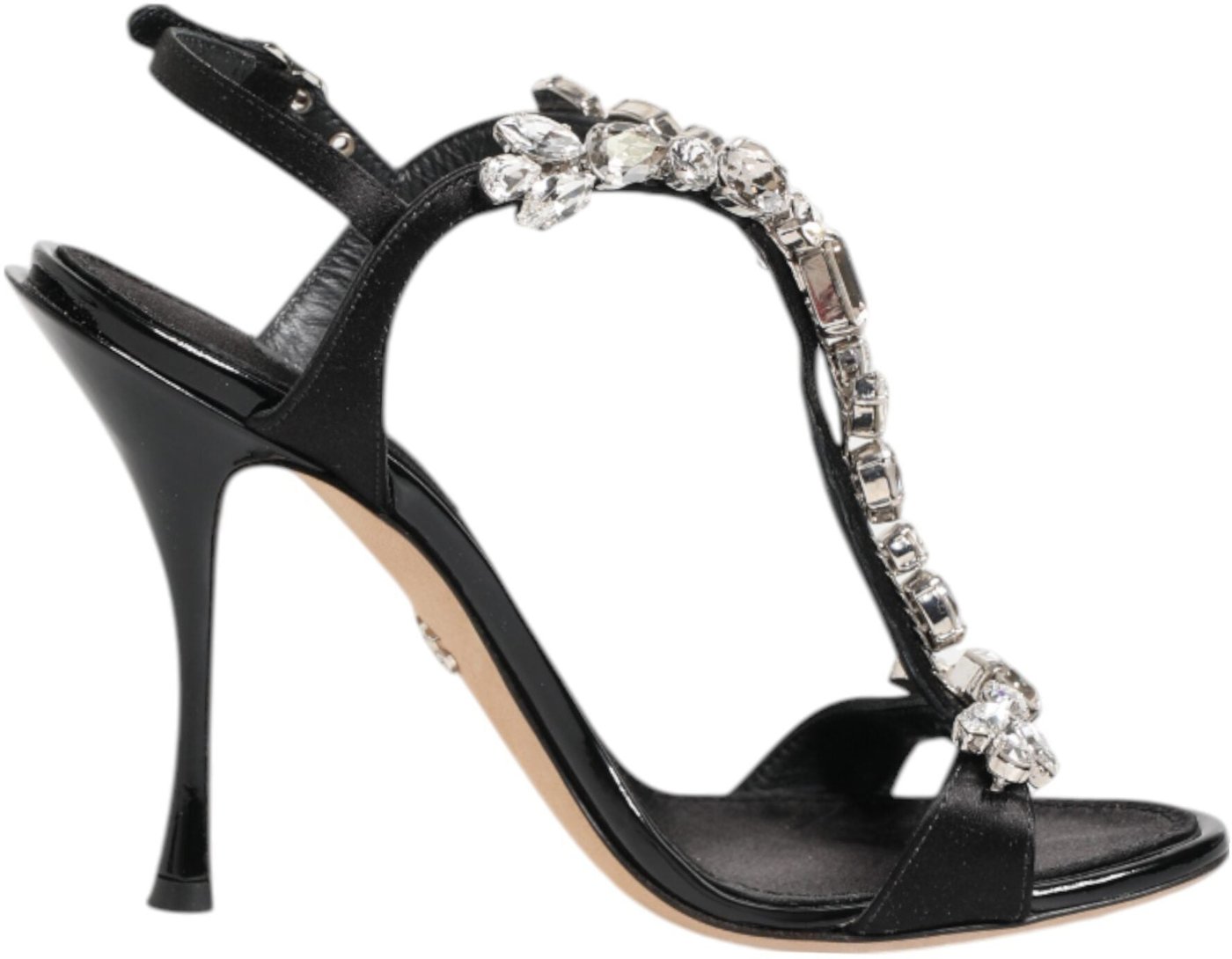 Dolce & Gabbana Black Keira Crystals Heels Sandals Shoes