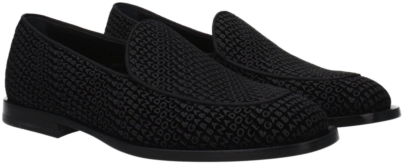 Dolce & Gabbana Black Velvet Slip-On Loafers