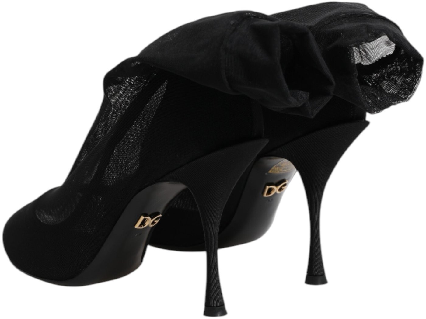 Dolce & Gabbana Black Silk Stretch Mesh Sock Boots Shoes