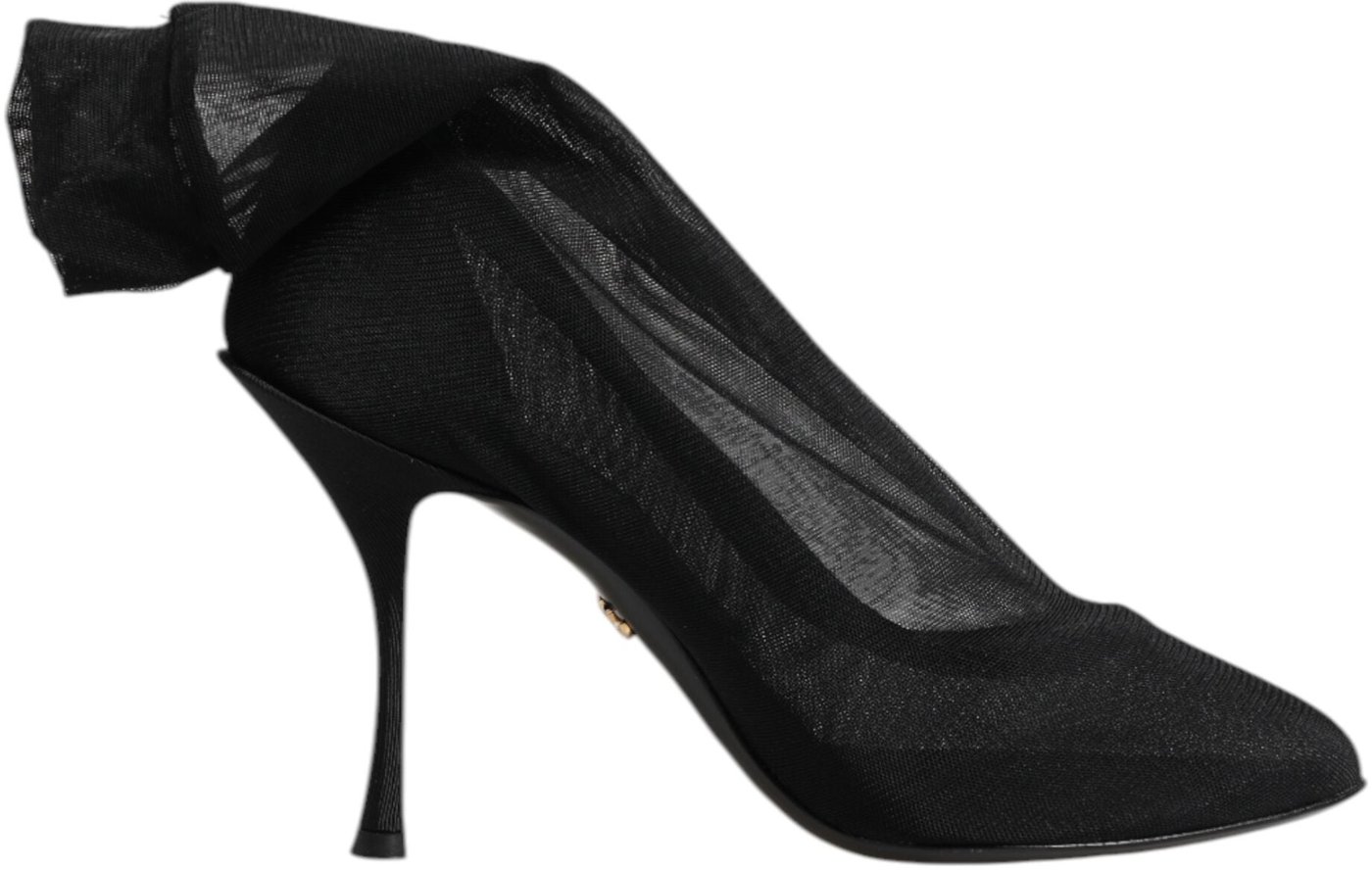 Dolce & Gabbana Black Silk Stretch Mesh Sock Boots Shoes