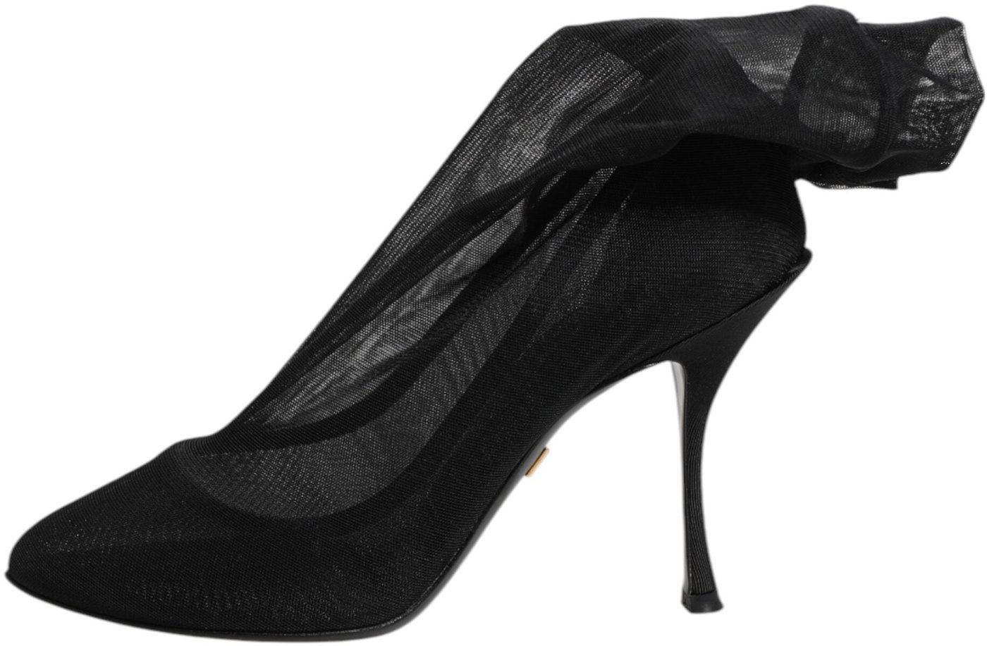 Dolce & Gabbana Black Silk Stretch Mesh Sock Boots Shoes