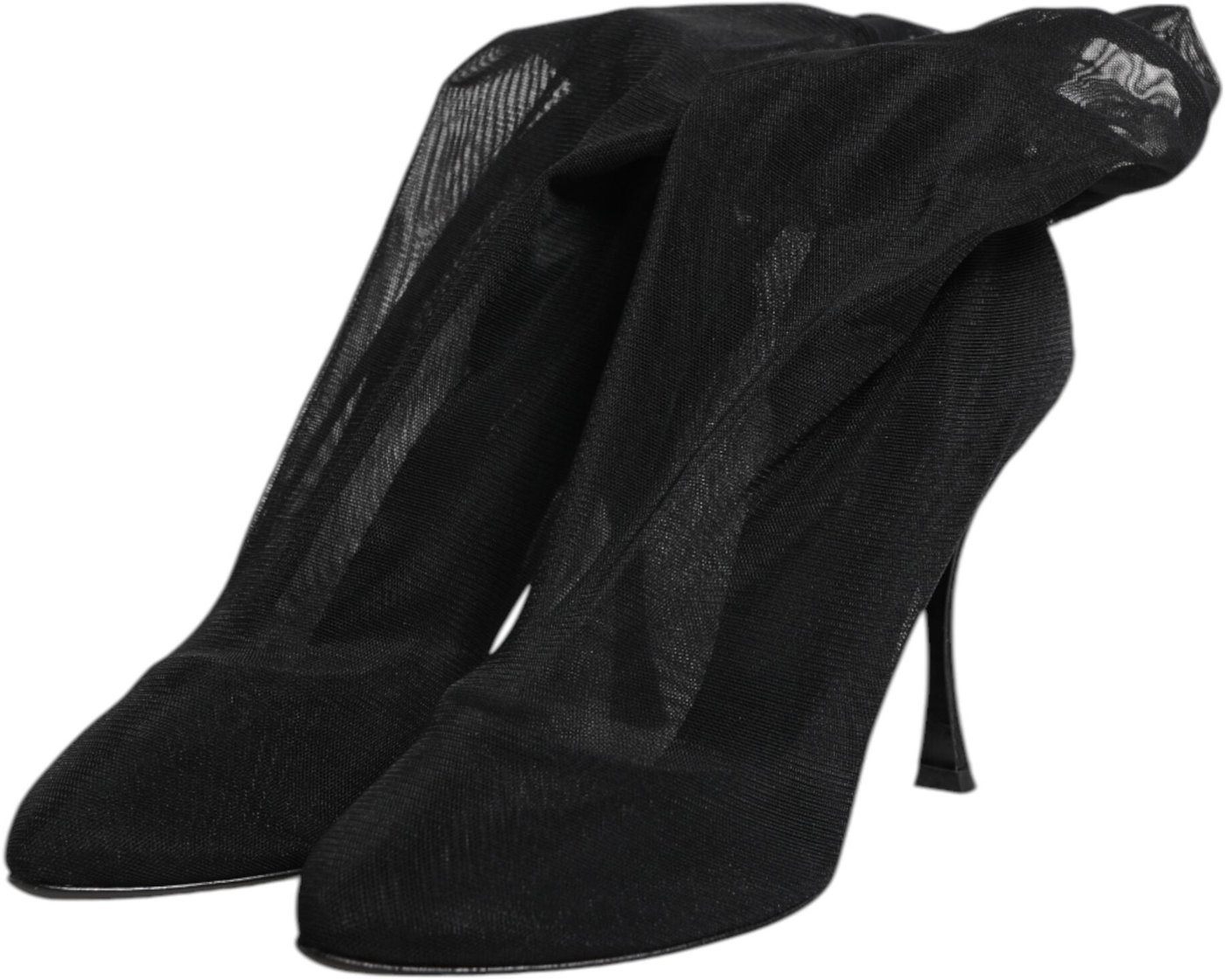 Dolce & Gabbana Black Silk Stretch Mesh Sock Boots Shoes