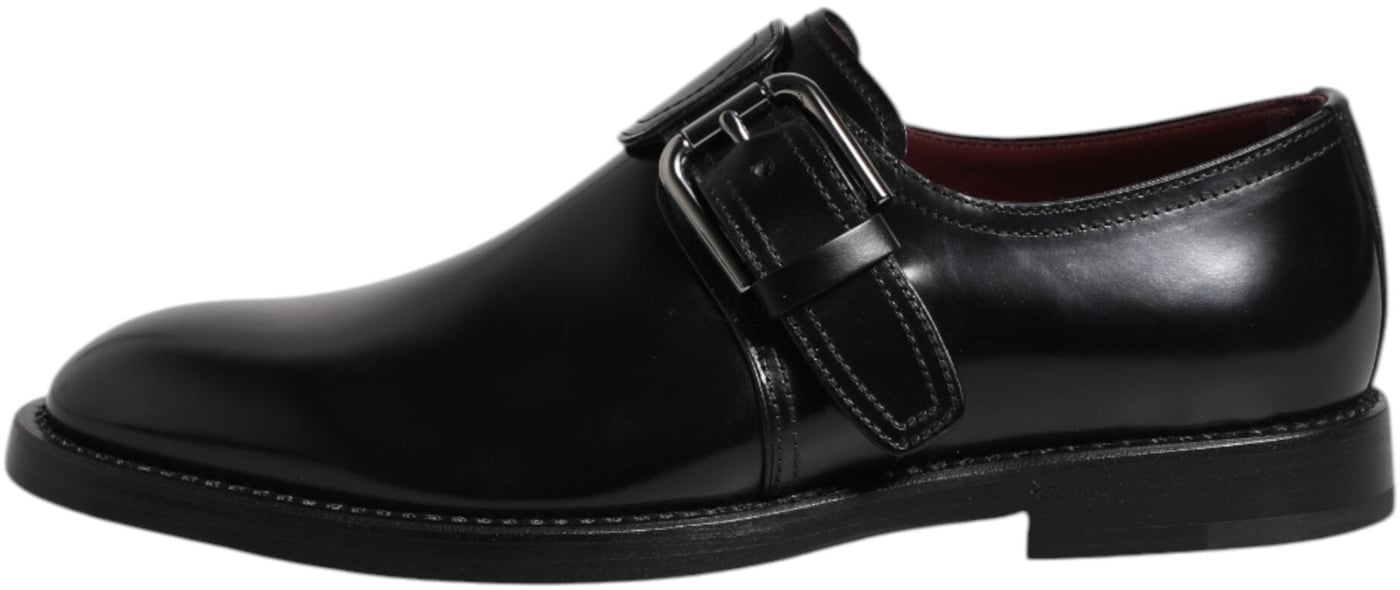 Dolce & Gabbana Black Leather Monk Strap Derby Formal Shoes