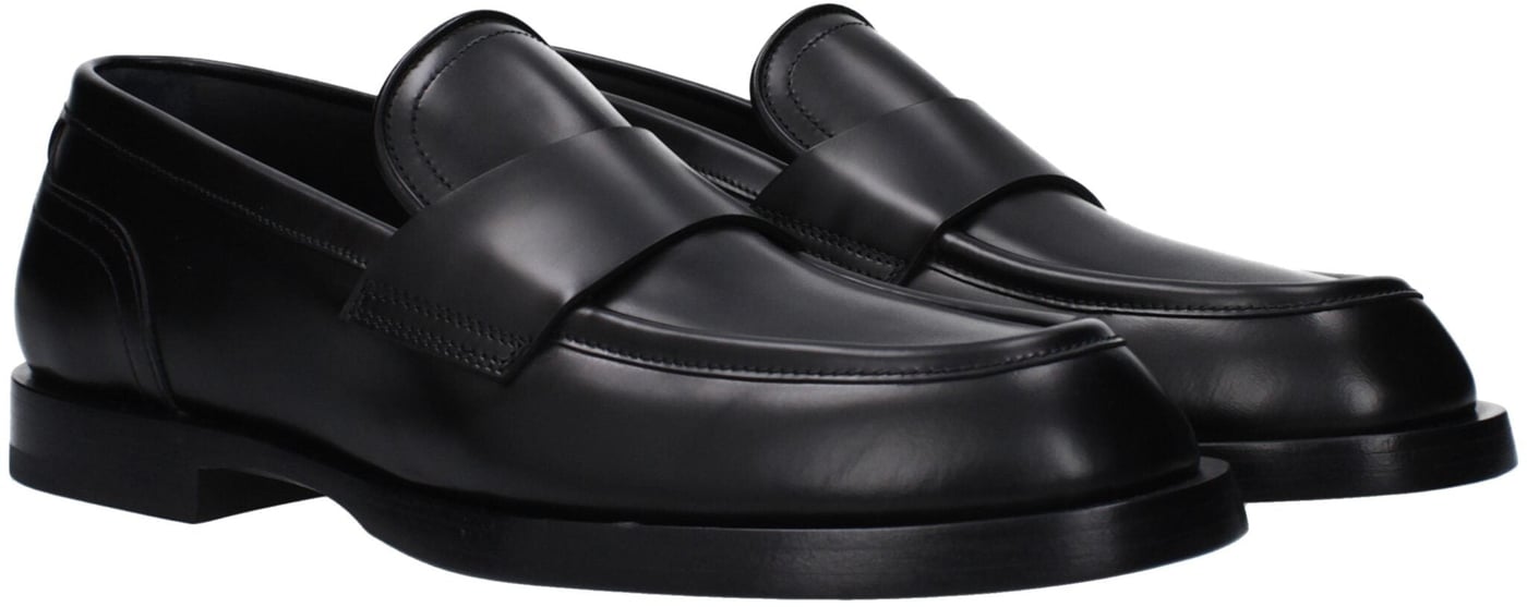 Dolce & Gabbana Black Leather Slip-On Loafers