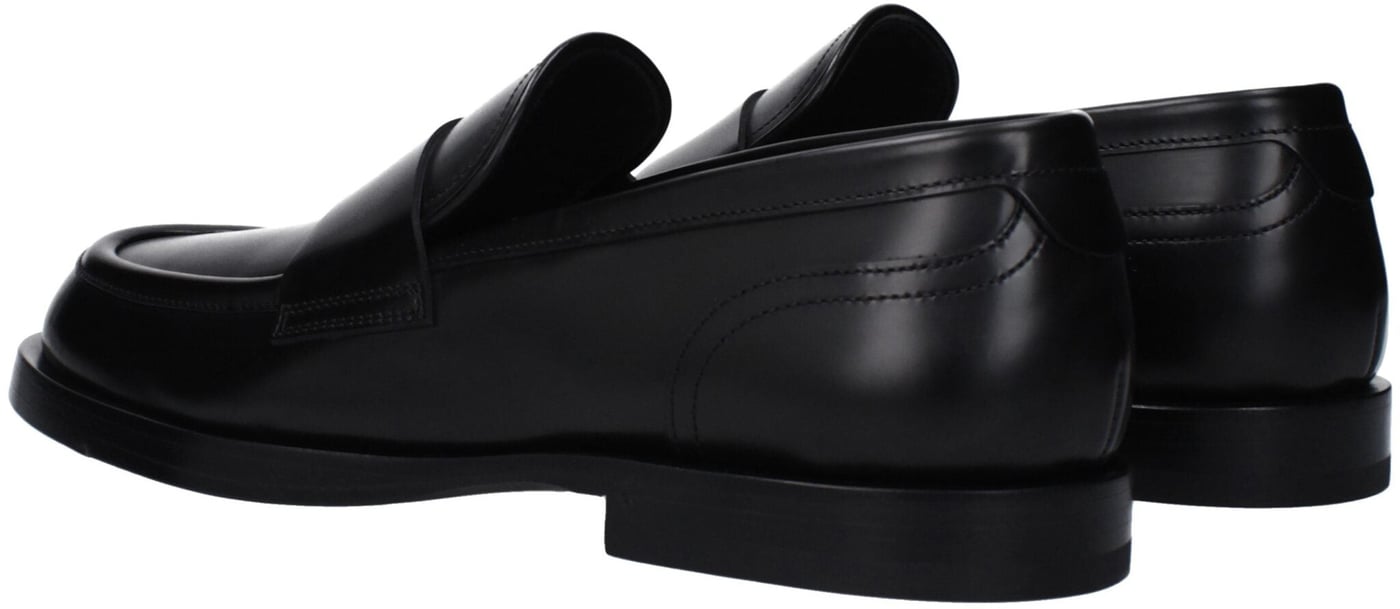 Dolce & Gabbana Black Leather Slip-On Loafers