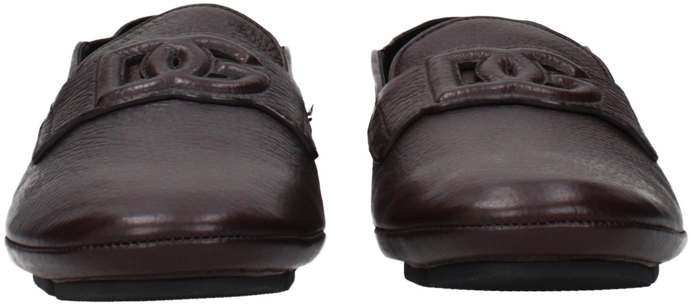 Dolce & Gabbana Brown Leather Slip-On Loafers
