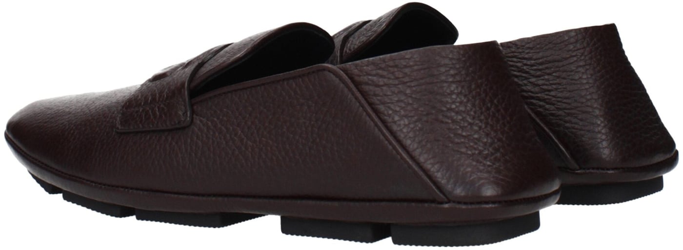 Dolce & Gabbana Brown Leather Slip-On Loafers
