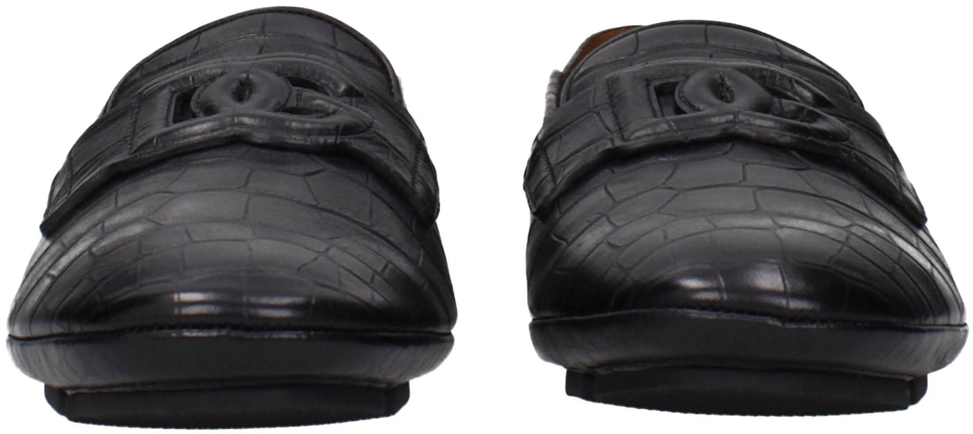 Dolce & Gabbana Black Leather Slip-On Loafers