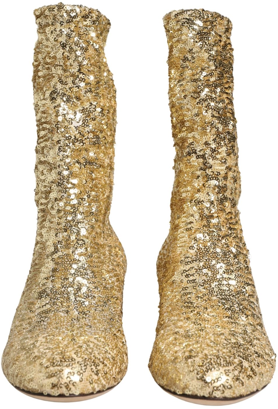 Dolce & Gabbana Gold Sequined Short Boots Stretch Shoes
