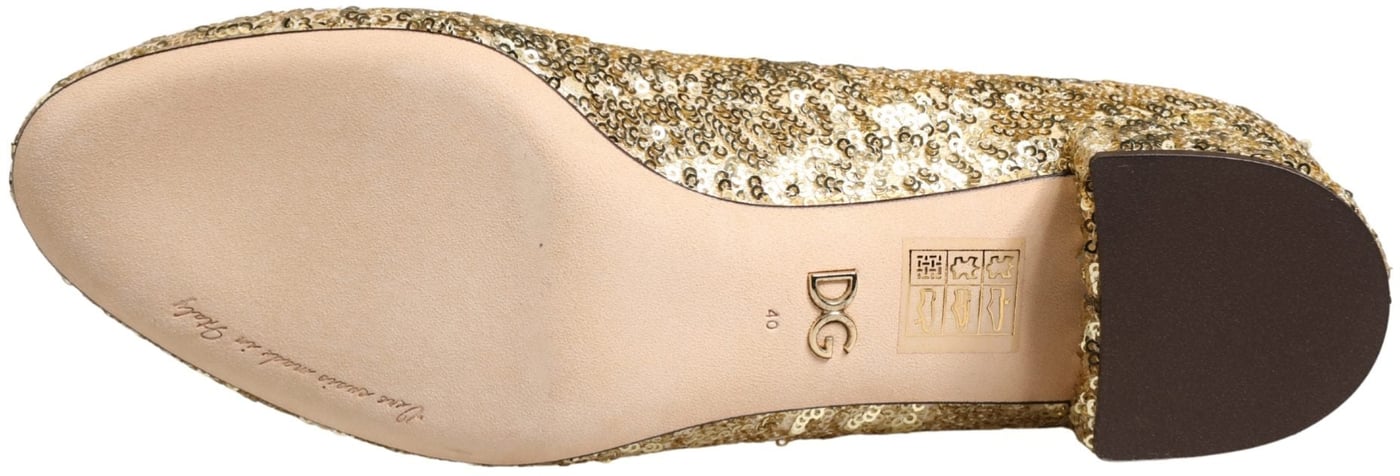 Dolce & Gabbana Gold Sequined Short Boots Stretch Shoes