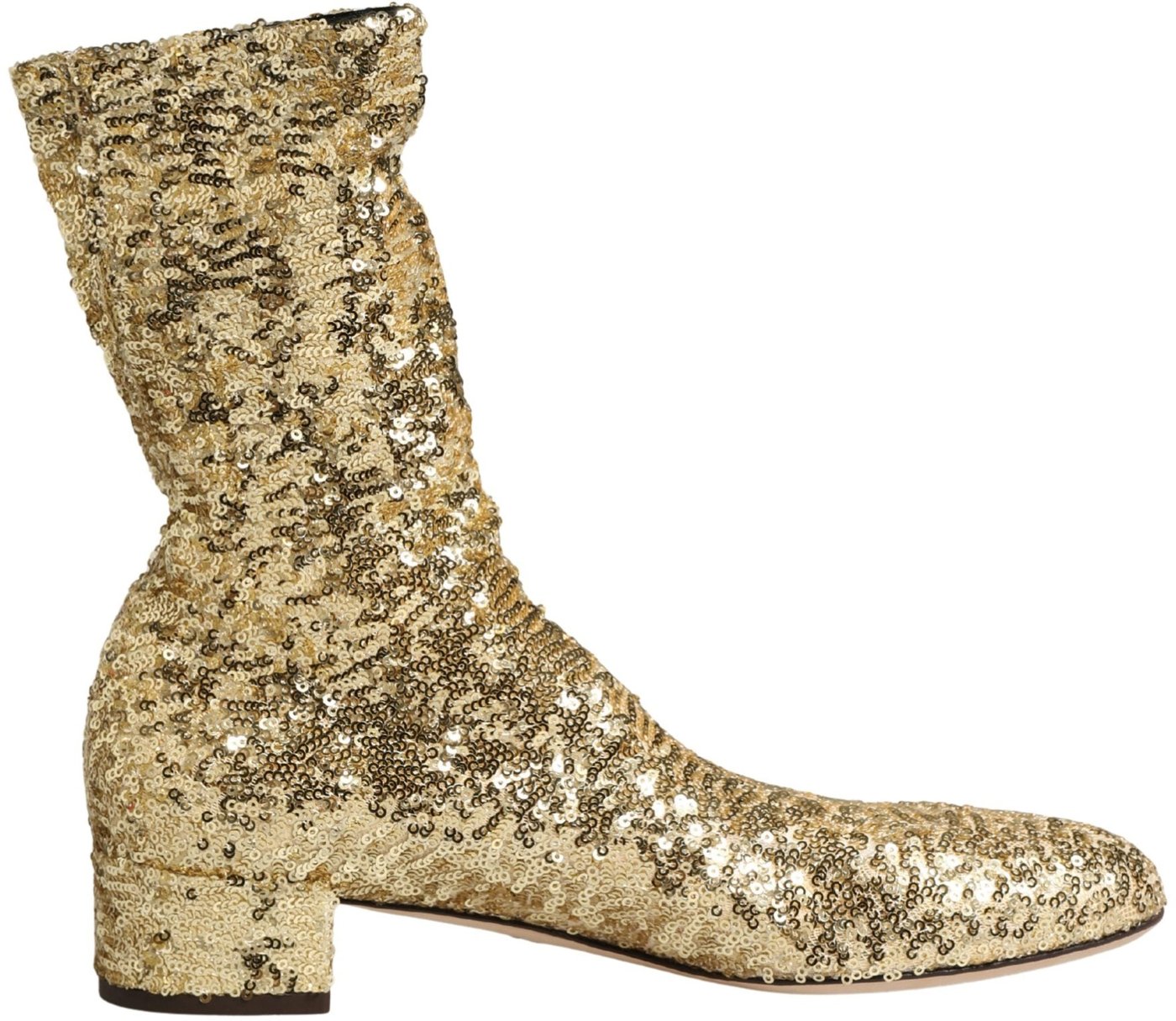Dolce & Gabbana Gold Sequined Short Boots Stretch Shoes