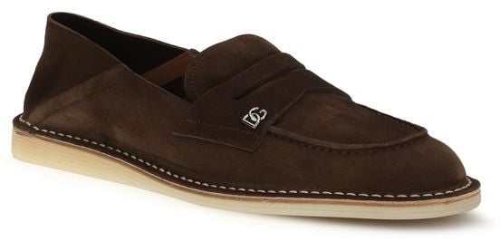 Dolce & Gabbana Brown Calf Leather Bos Taurus Slip-On Loafers
