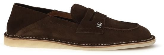 Dolce & Gabbana Brown Calf Leather Bos Taurus Slip-On Loafers