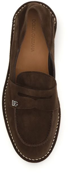 Dolce & Gabbana Brown Calf Leather Bos Taurus Slip-On Loafers