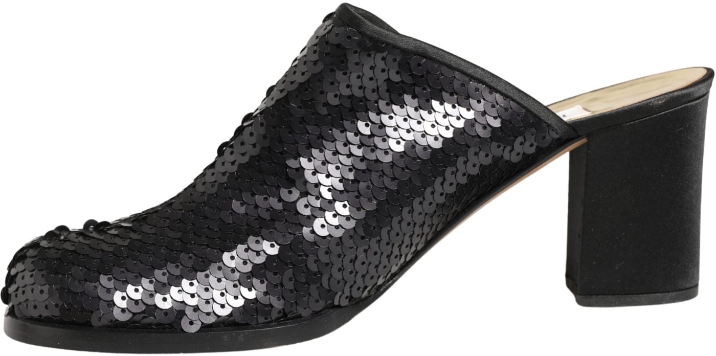 Dolce & Gabbana Black Sequined Mules Shoes